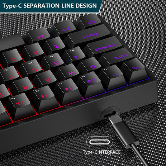 Y-FRUITFUL K33 61 Keys Type C Hot Swappable Mechanical Gaming Keyboard with RGB Light