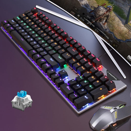 Y-FRUITFUL K137 Wired Mechanical Keyboard 104 Keys RGB Backlit Blue  /  Red Switch Gaming Keyboard