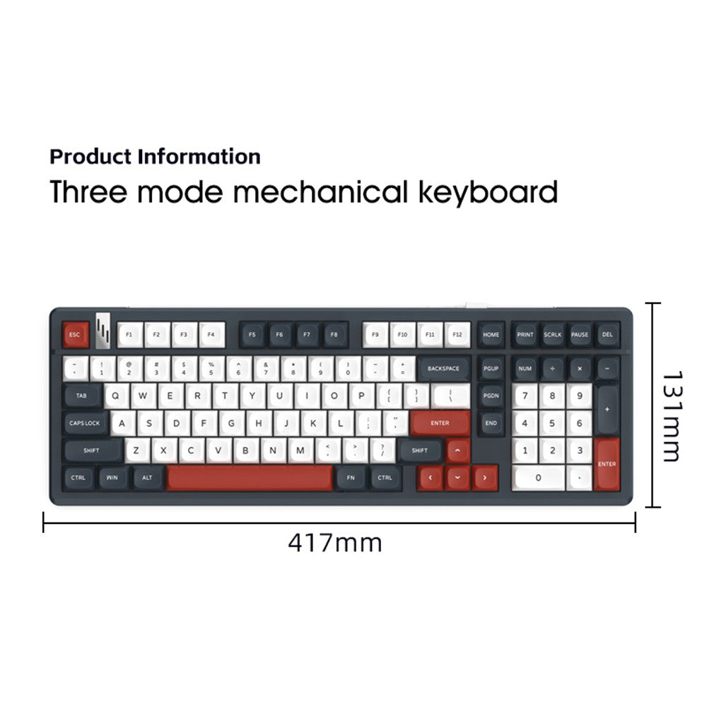 Y-FRUITFUL K102 102 Keys Tri-mode Keyboard Gasket Structure Mechanical Gaming Keyboard with RGB Light