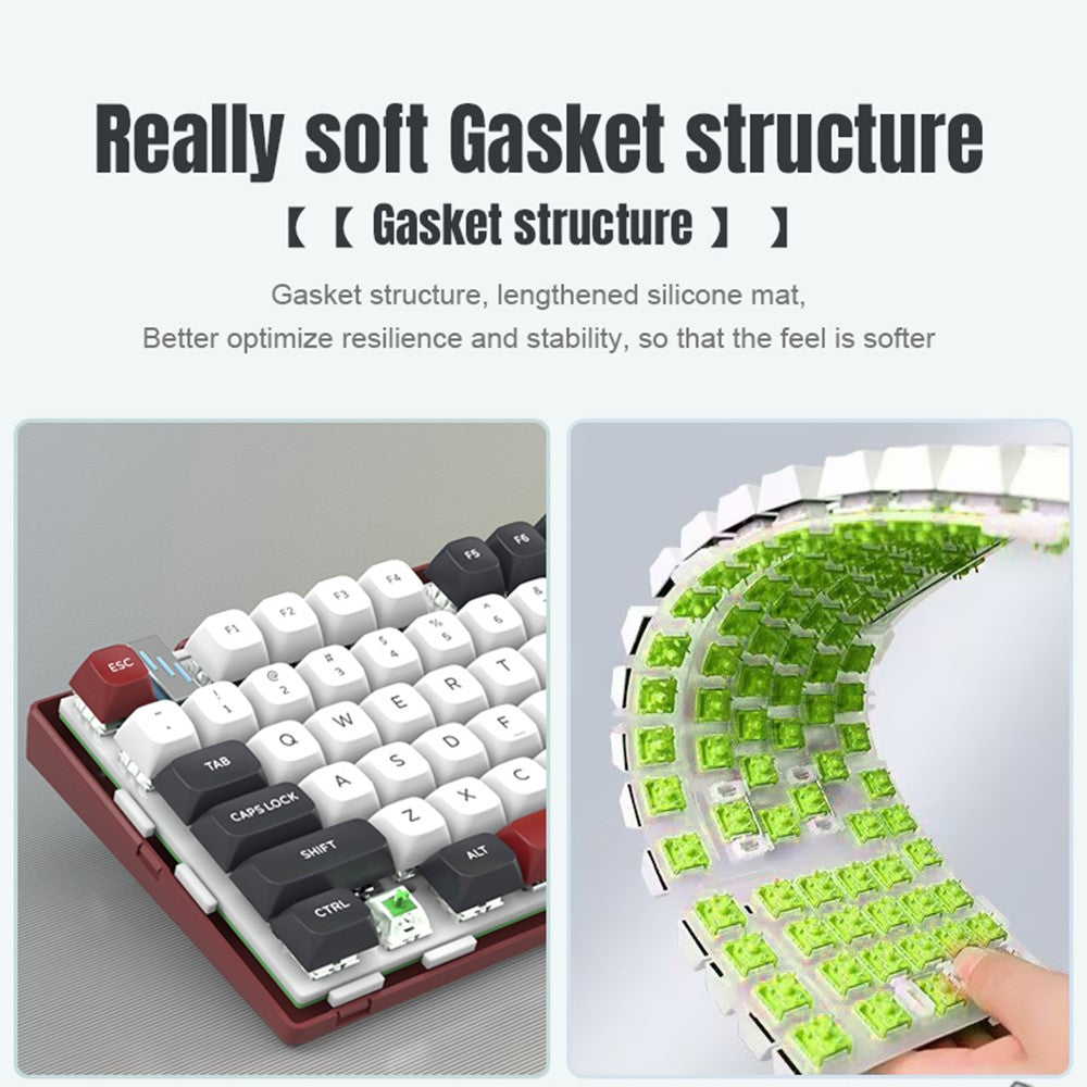 Y-FRUITFUL K102 102 Keys Tri-mode Keyboard Gasket Structure Mechanical Gaming Keyboard with RGB Light