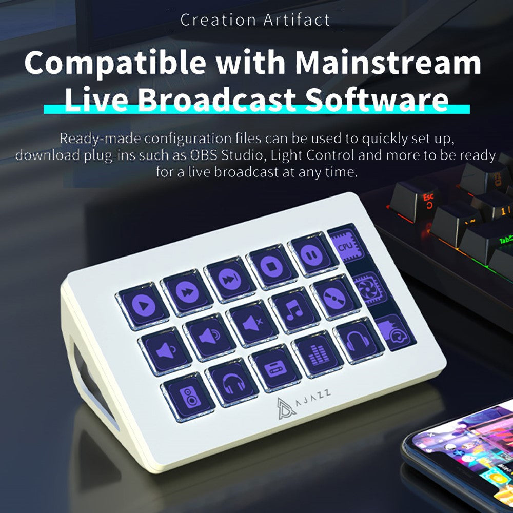 AJAZZ AKP153E Desktop Assistant Console Panel Custom Programming Intelligent Display 15 Keys Mini Keyboard