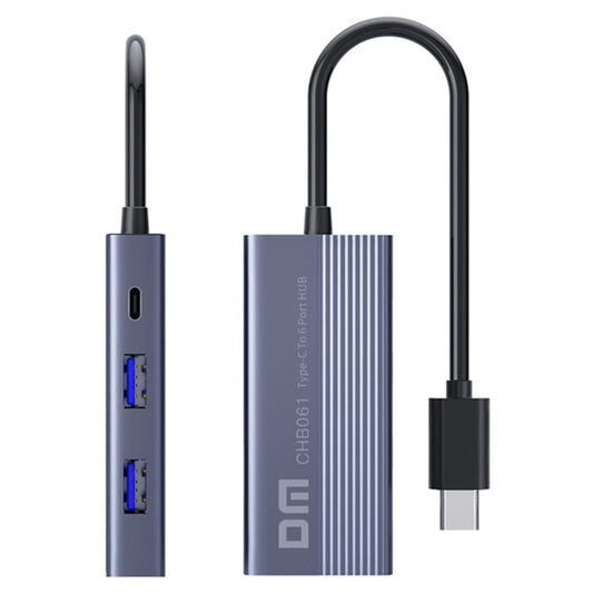 DM CHB061 Type-C Hub Aluminum Alloy USB Docking Station with Gigabit Ethernet / HD / PD Charging