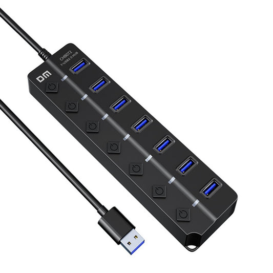 DM CHB072 7 Ports USB 2.0 Hub with Individual Switches High Speed Data Transfer Expansion Dock