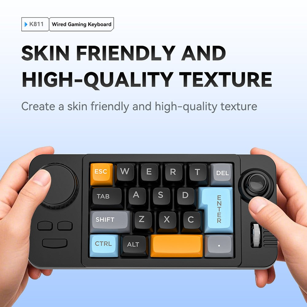 MKESPN K811 Gaming 22 Keys Keypad RGB Backlit Mechanical Macro Programmable Keyboard with Dial Joystick