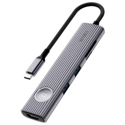 WIWU Wi-HB001 For Laptop 8 in 1 Type C Hub USB 3.0 PD 100W Fast Charging SD TF Card Reader with Screen Lock Button