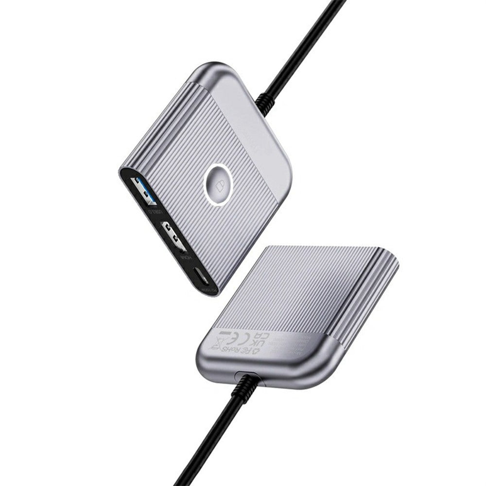 WIWU HB002 For Laptop 3 in 1 Type C Hub with USB C / 4K 60Hz HD / USB 3.0 and Screen Lock Button