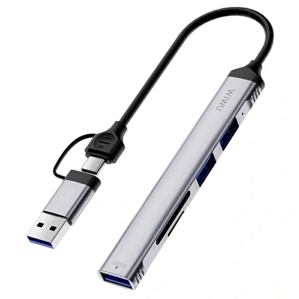 WIWU HB003 5 in 1 Multifunction Hub USB + Type C to USB 3.0 / 2x USB 2.0 / SD and TF Card Reader Expansion Dock