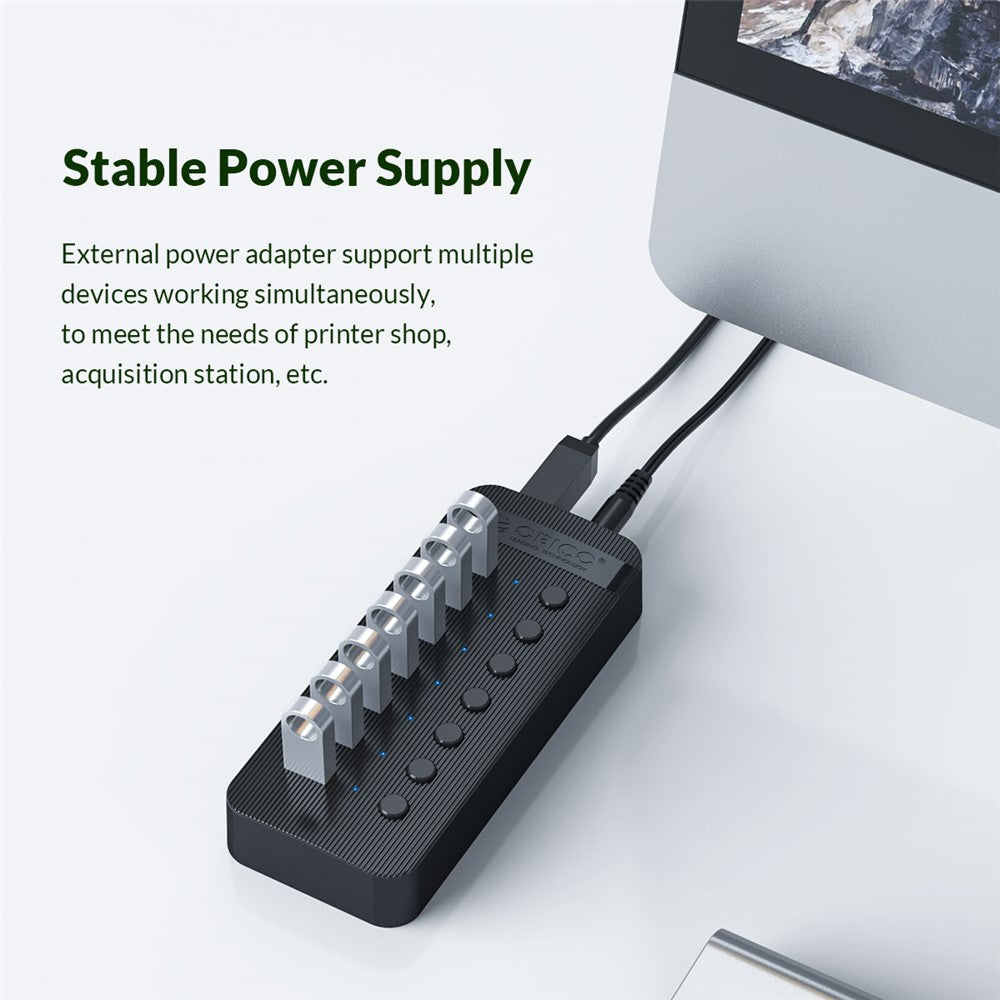 ORICO CT2U3-7AB ABS Multi-port USB3.0 HUB with Individual Switches