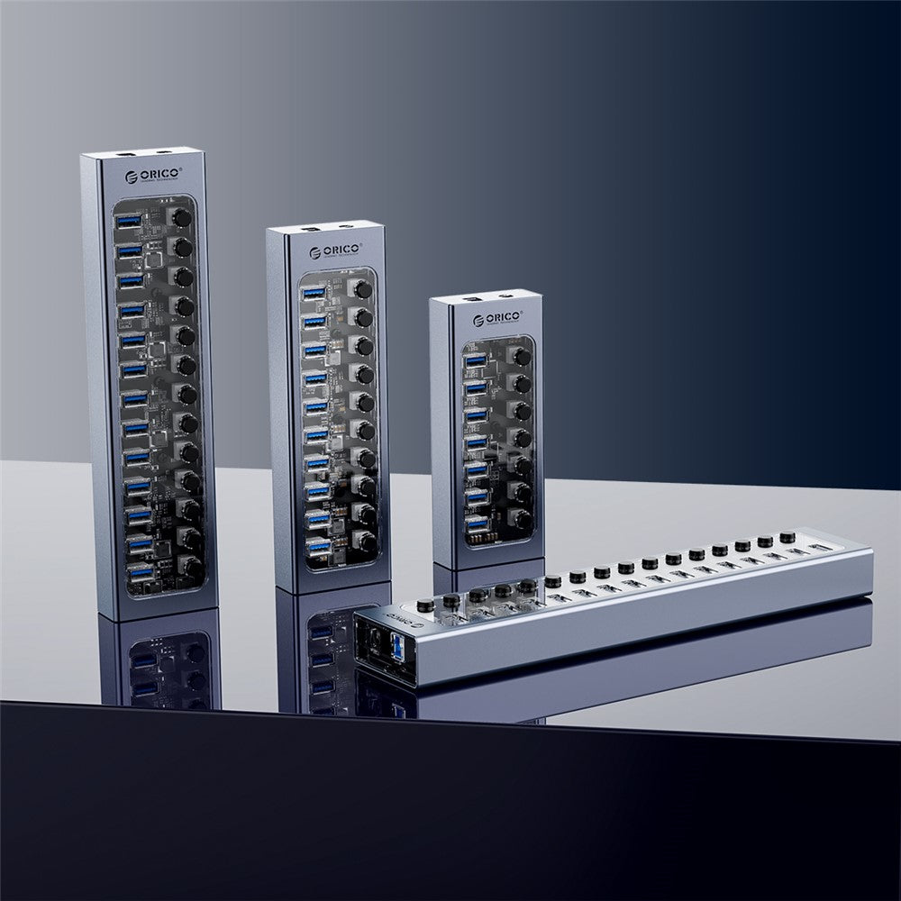ORICO AT2U3-16AB Aluminum Alloy + PC USB3.0 Multi-port HUB with Individual Switches