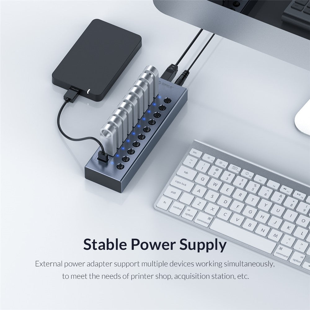 ORICO BT2U3-7AB Aluminum Alloy Multi-port HUB with Individual Switches