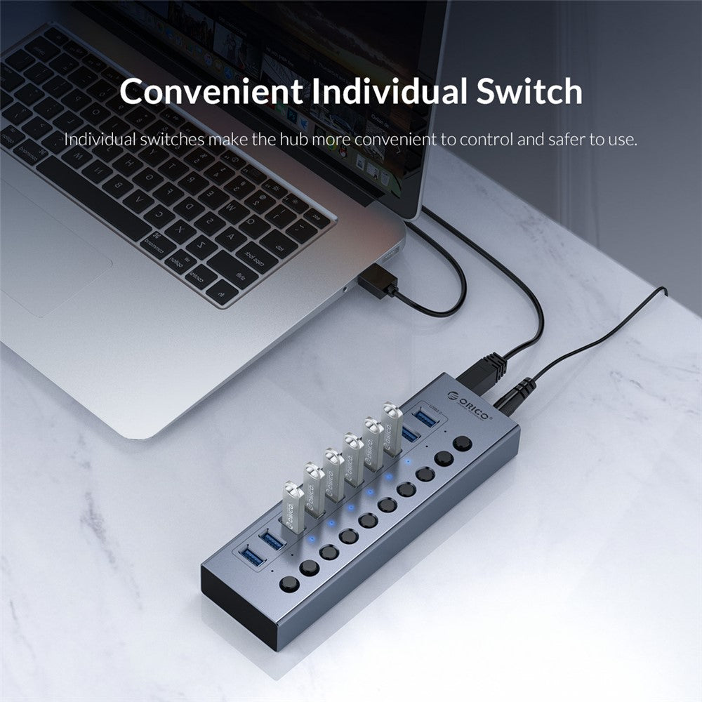 ORICO BT2U3-7AB Aluminum Alloy Multi-port HUB with Individual Switches