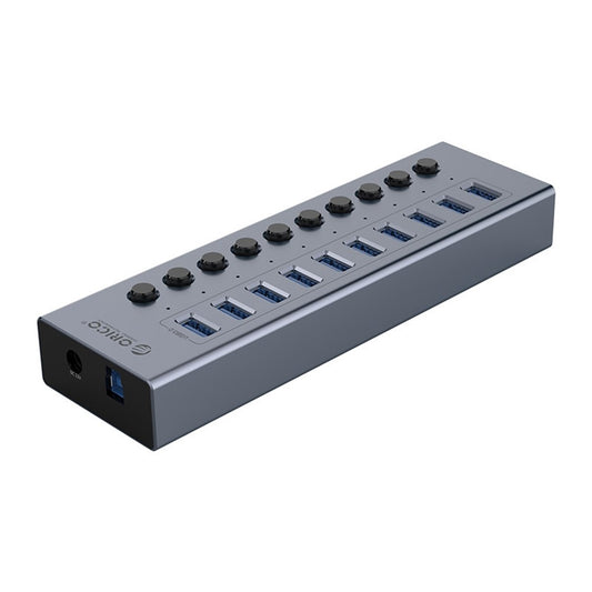 ORICO BT2U3-10AB Aluminum Alloy 10 Port USB3.0 5Gbps Data Transmission USB Hub Charging Splitter with Individual Switches