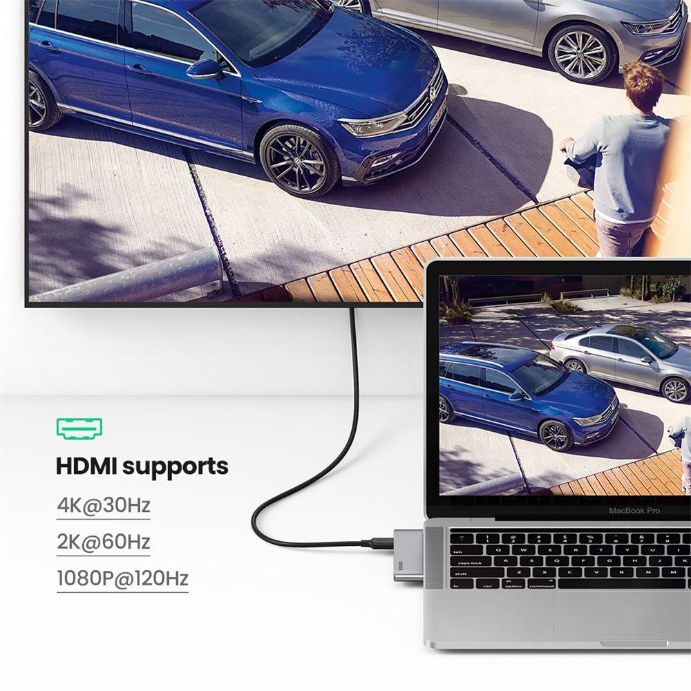 UGREEN Dual USB Type C Hub for MacBook Pro 6 in 2 USB C Adapter Support 2 USB 3.0 HDMI PD Charging SD/TF Card Port