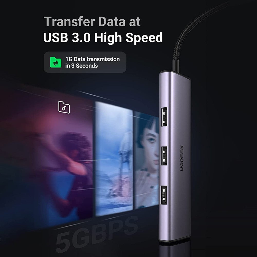 UGREEN 20841 USB C Hub Adapter Type C to 4 USB 3.0 Ports Converter Data Transfer Compatible with MacBook Pro Air M1 2021/2020/2019, iPad 2021, iPad Pro, Dell, Chromebook