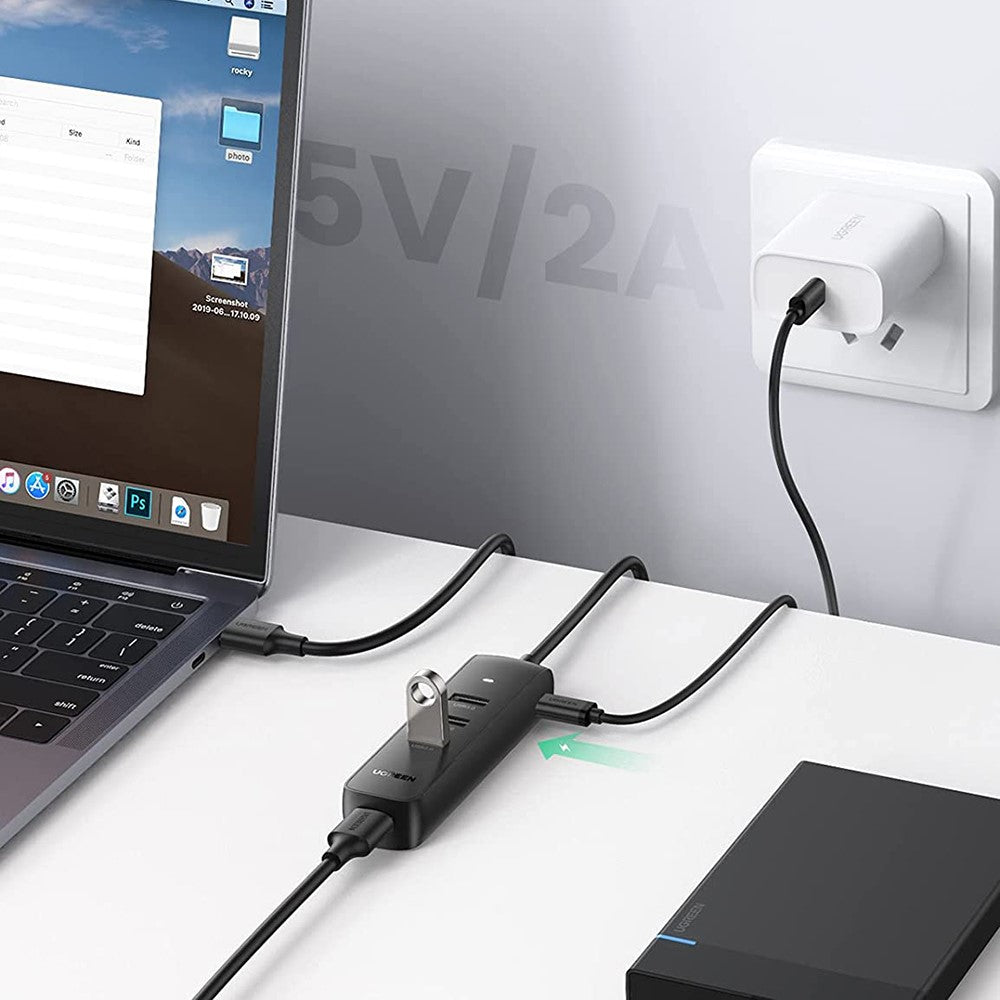 UGREEN 20487 1m Multi-port USB Hub Adapter USB 3.0 5Gbps Data Transfer Converter for iMac/Surface Pro/XPS/PS4/PS5/Xbox One/Flash Drive/Mobile Hard Drive