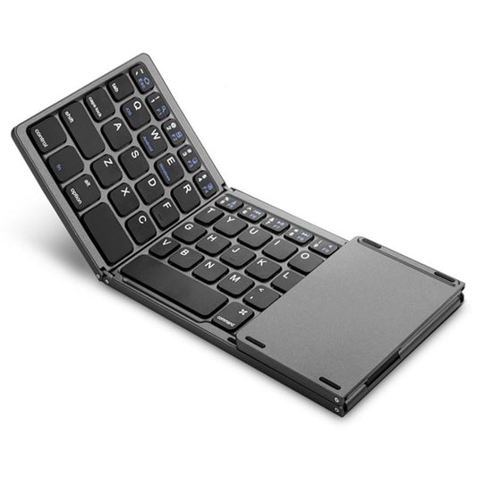 B033 Triple Folding Wireless Bluetooth-compatible Keyboard with High Sensitive Touchpad for Apple 8-Pin / Windows / Android
