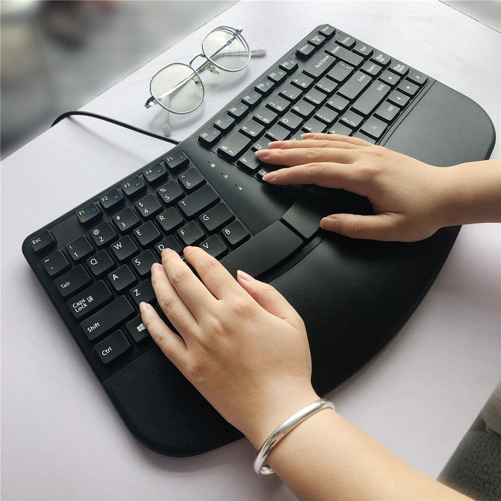 Ergonomic Wired Keyboard Split Plug-and-play Computer Laptop Curved Shape Design Layout Cable Keyboard for Home Use