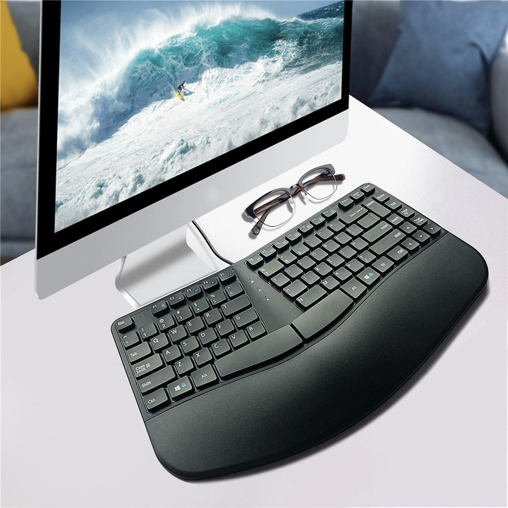 Ergonomic Wired Keyboard Split Plug-and-play Computer Laptop Curved Shape Design Layout Cable Keyboard for Home Use