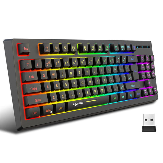 HXSJ L100 2.4G Wireless Keyboard 87 Keys RGB Light Computer Laptop Gaming Keyboard