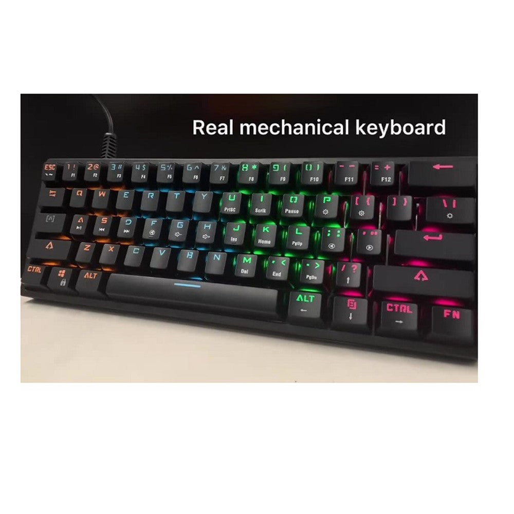 BAJEAL G101 Colorful RGB Backlit Mechanical Gaming USB Wired Keyboard Backlight Office Keyboard 61 Keys for Laptop PC Desktop Computer