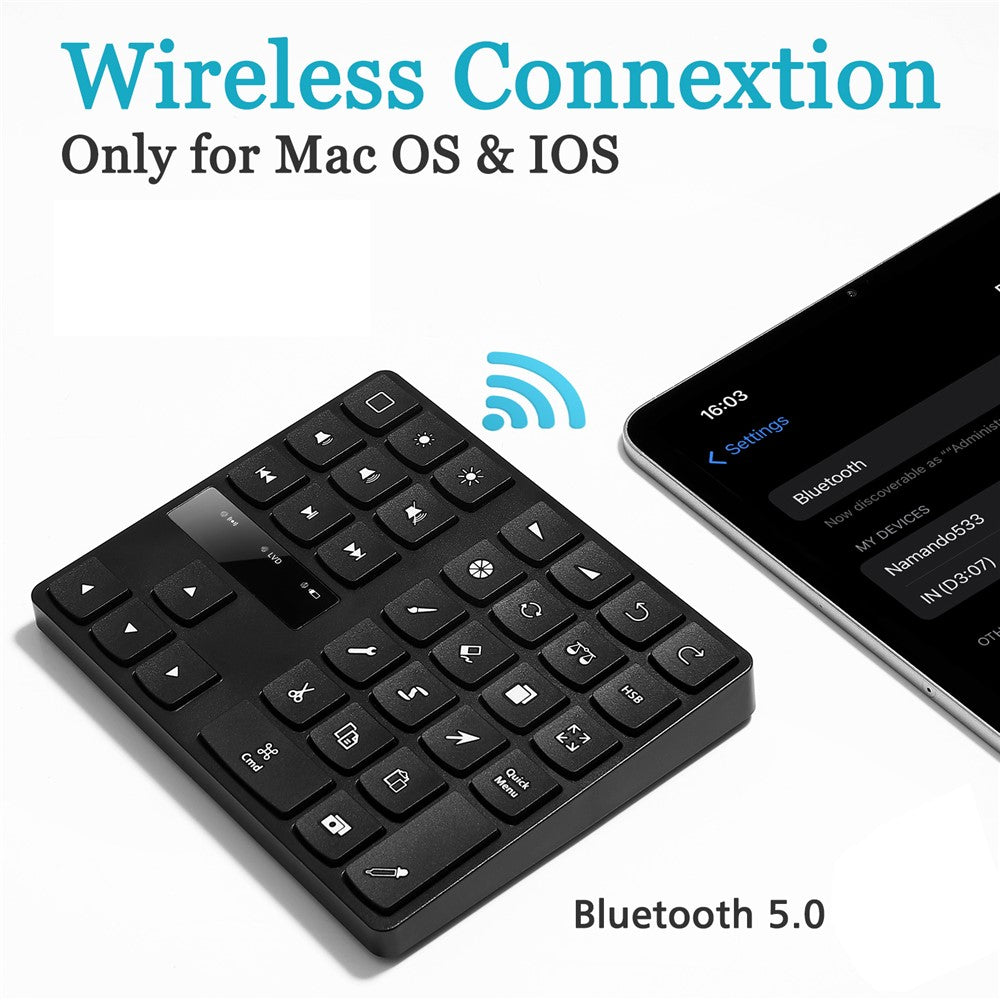 MC-533 Portable Slim Bluetooth-compatible Keypad for iPad Procreate APP, 35-Keys Drawing Keyboard One Hand Control Drawing Graphics Tablet Accessories for iOS, macOS