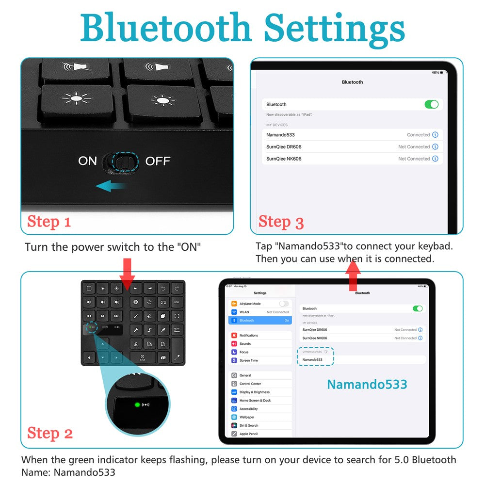 MC-533 Portable Slim Bluetooth-compatible Keypad for iPad Procreate APP, 35-Keys Drawing Keyboard One Hand Control Drawing Graphics Tablet Accessories for iOS, macOS