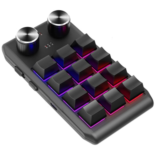 Bluetooth-compatible 5.0 Wireless Gaming Programmable Keyboard One-Hand Operation 12 Keys 2 Knobs Mechanical Keypad with LED Lighting