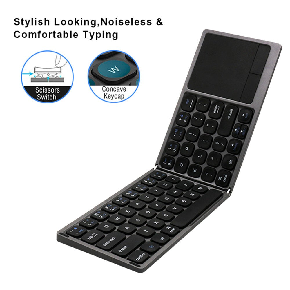 FK328T 3-Folded Keyboard for Cell Phone Tablet Laptop Wireless Bluetooth-compatible Keyboard Compatible with Mac OS, IOS, Android