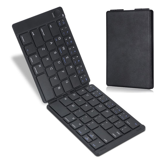 B047S Universal Folding Keyboard for Cell Phone Tablet Laptop Leather Covered Bluetooth-compatible Wireless Keyboard