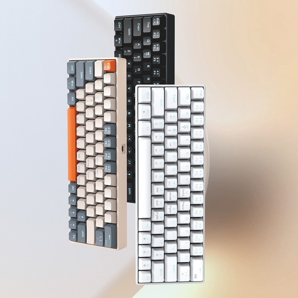 T-WOLF T60 USB Wired Gaming Keyboard RGB Backlit Mechanical Gaming Keyboard 63 Keys for Desktop PC