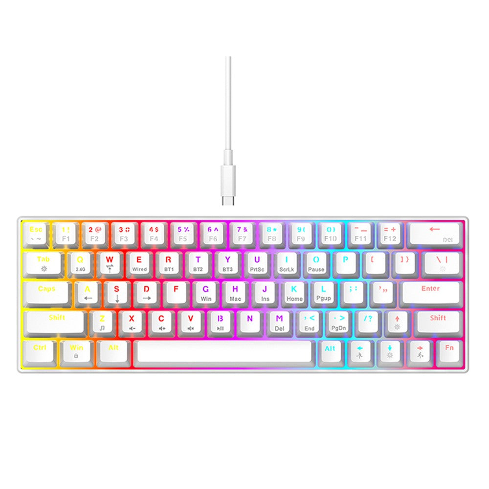 T-WOLF T60 USB Wired Gaming Keyboard RGB Backlit Mechanical Gaming Keyboard 63 Keys for Desktop PC