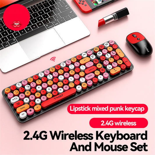 T-WOLF TF350 2.4G Wireless Keyboard Mouse Set Home Office Computer Keyboard + Mouse