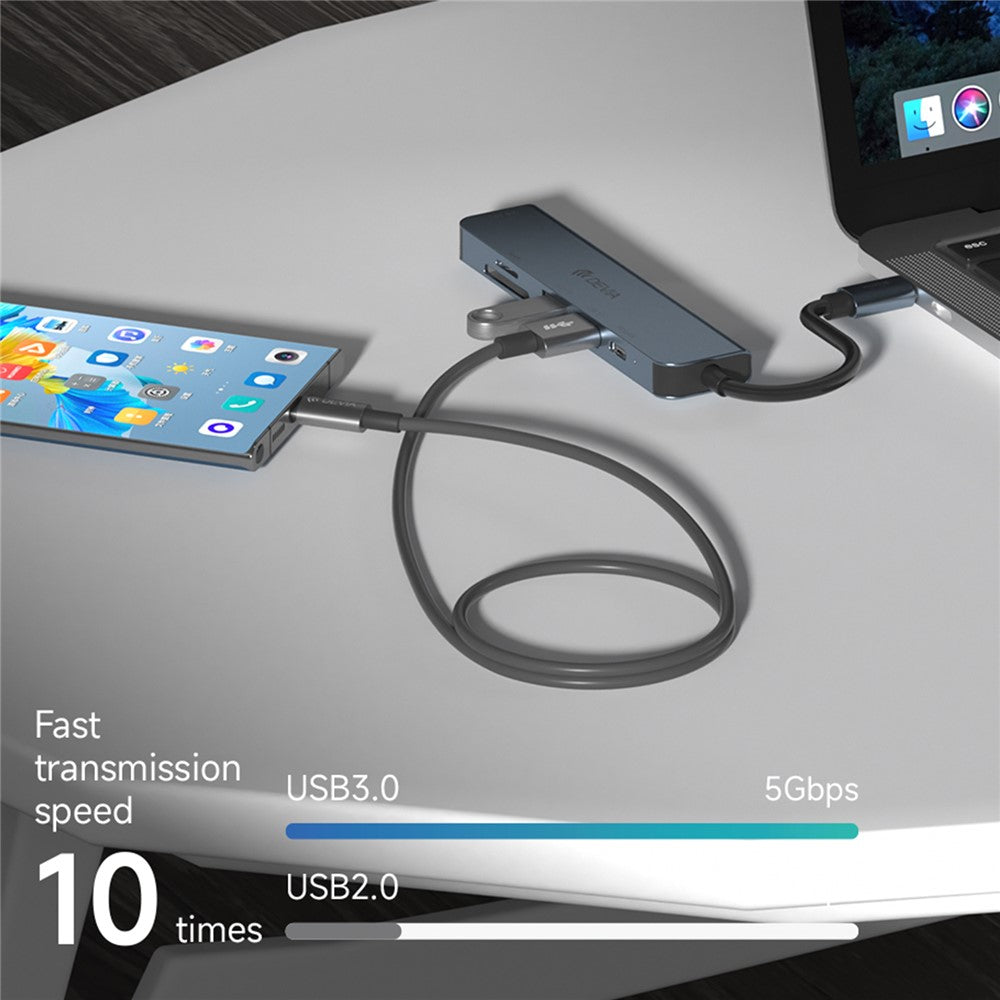 DEVIA EC135 Leopard Series 5-in-1 Type-C Hub Adapter USB-C 3.1 to PD+USB3.0*3+SD / TF Docking Station (Upgraded)
