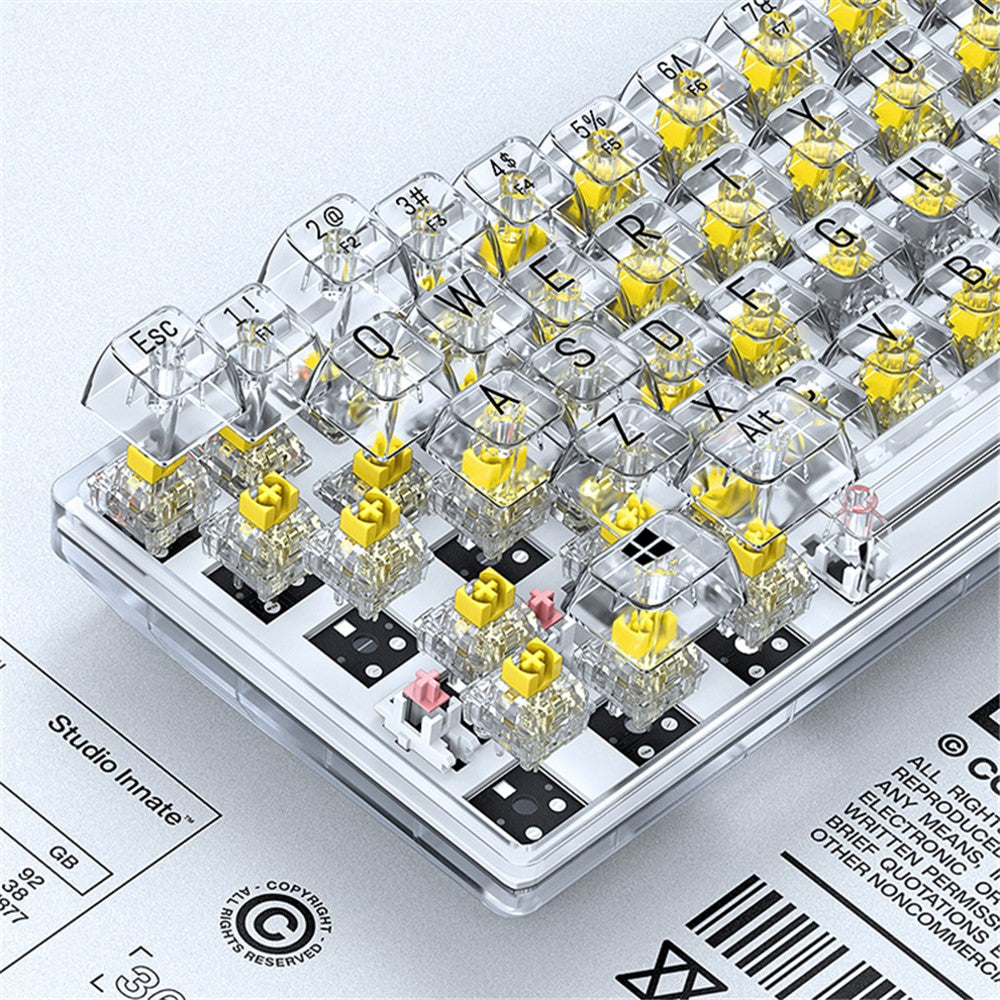 T-WOLF T40 150cm Wired Mechanical Keyboard with Clear Keycaps