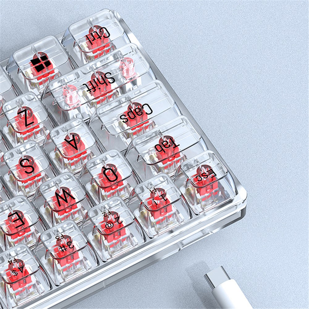T-WOLF T40 150cm Wired Mechanical Keyboard with Clear Keycaps