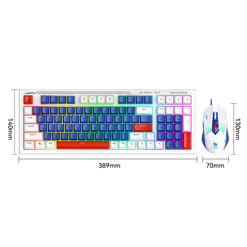 T-WOLF TF610 Backlight USB Wired Gaming Keyboard Mouse Set for Computer Laptop