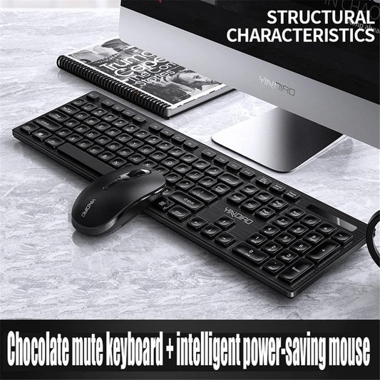 YINDIAO V3Max 2.4G Wireless Smart Sleep Office Keyboard Mouse Set for Computer Laptop
