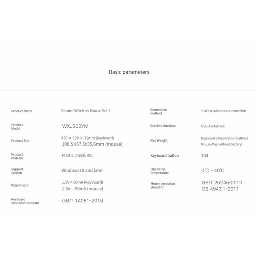 XIAOMI WXJS02YM 2.4G Wireless Keyboard + Mouse Set for Windows 10 and Above