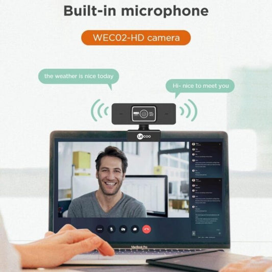 LENOVO LECOO WEC02 1080P HD Auto Focus Webcam with Built-In Microphone for Online Classes Teaching Streaming Meetings