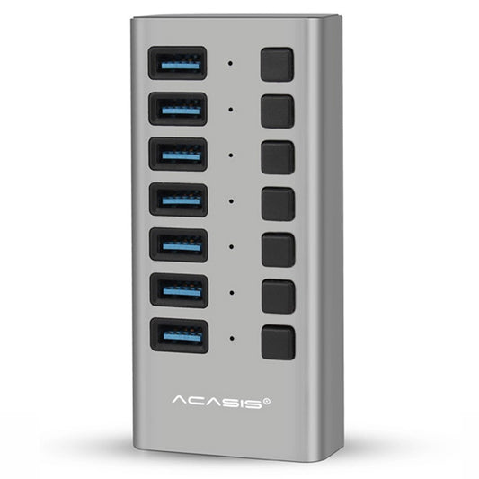 ACASIS HS-707MG 7 Ports USB3.0 5Gbps High Speed Transmission Charging Dock USB Hub Splitter with Independent Switch