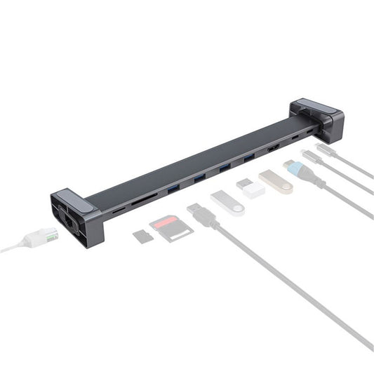 ACASIS CM038 9 in 1 Type-C Hub to 3.0 USB Memory/TF Card Reader Multi-Port Docking Station HD-Compatible Dual 4K RJ45 USB HUB for MacBook USB Splitter Hub Power Adapter