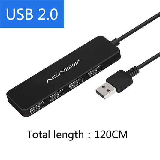 ACASIS AB2-L412 1.2m Cable 4 Ports USB2.0 Hub 480Mbps Data Transmission USB Hub Splitter