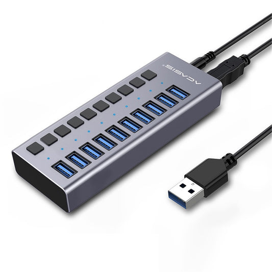 ACASIS HS-710MG 10 Ports USB3.0 Splitter 5Gbps High Speed Transmission Charging Dock USB Hub with Independent Switch