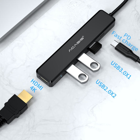ACASIS CM069 6 in 1 Type C to USB 2.0 HDMI Hub Dock  USB-C Type A 3.0 Splitter TF/SD Card Reader Support PD 60W Charging