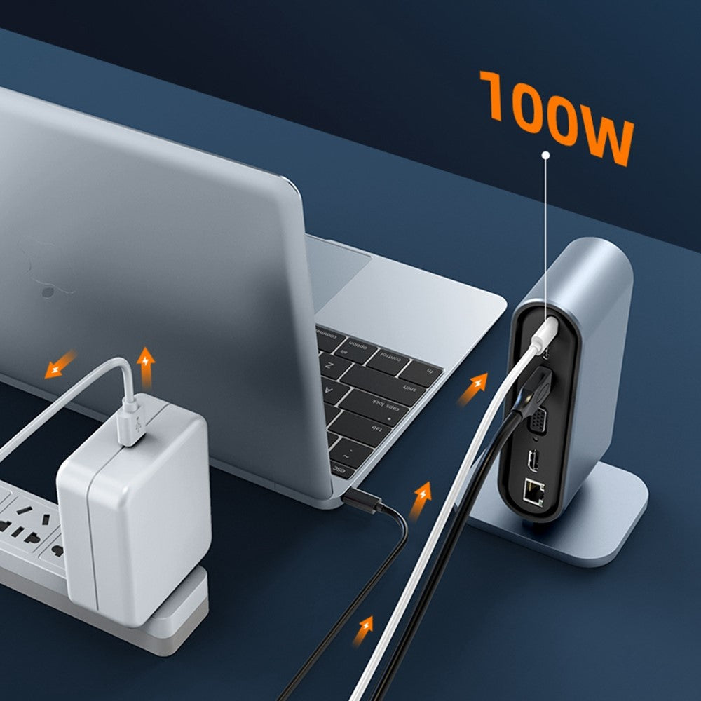 2201 12-Port Type-C Docking Station Vertical USB Hub Adapter Dual HD 4K / 30Hz USB-C Converter Support MST for Dell, MacBook