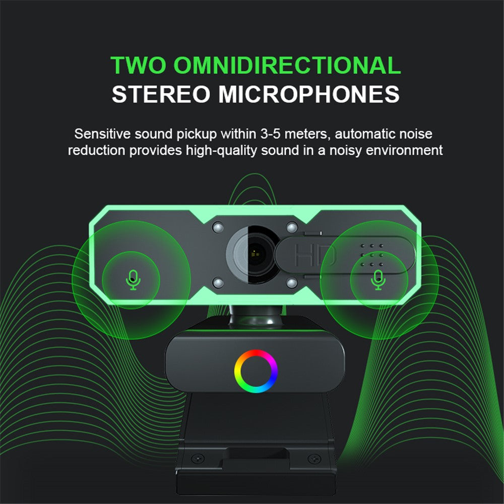 H782 1080P RGB Webcam with Microphone 60FPS 90 Degree USB HD Computer Camera
