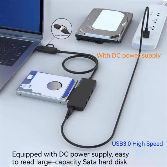 USB3.0 / Type-C to SATA Converter 22Pin Hard Disk Cable with 3-Port USB3.0 HUB Adapter PC 2.5-inch Hard Disk HDD, SSD Easy Drive Cable