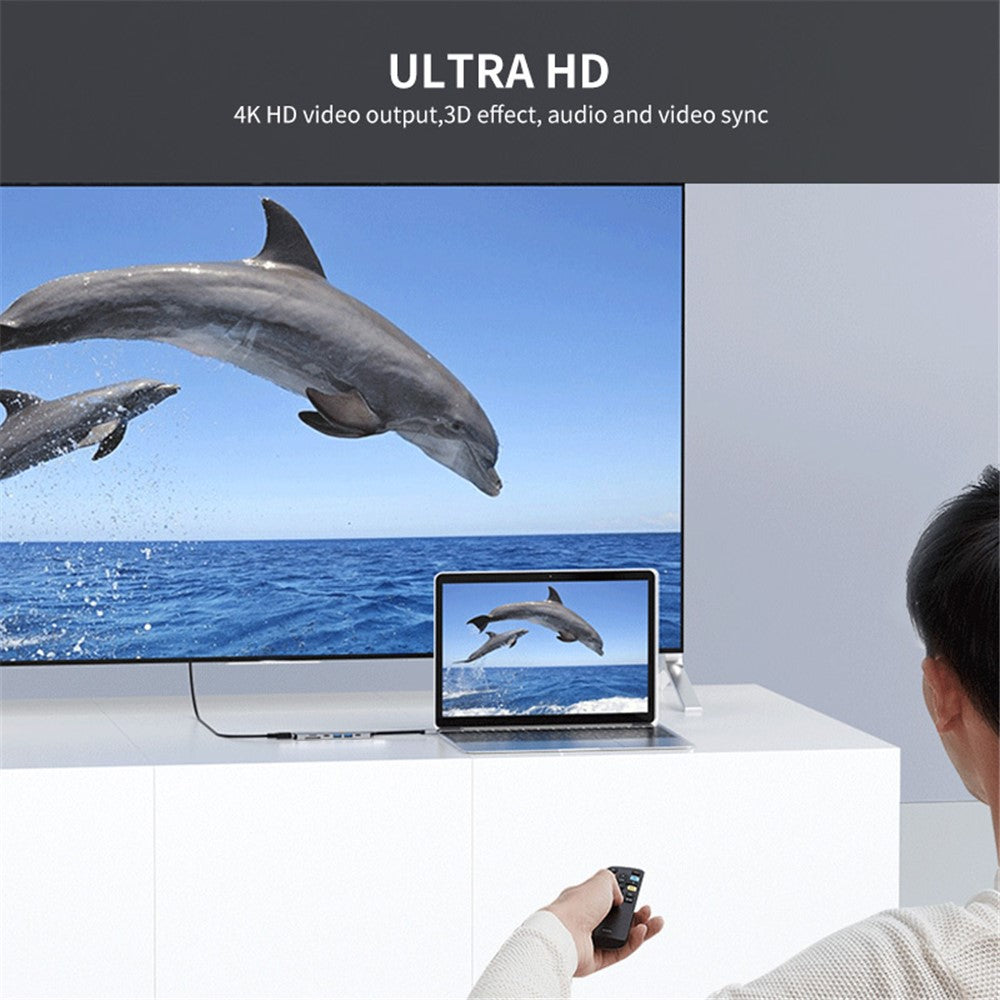 ENKAY HAT PRINCE Type-C Extension Hub Station to 4K HD Video Output+87W PD Port+2xMemory Card Reader Slots+USB 2.0+USB 3.0+USB-C Port for Laptop Computer