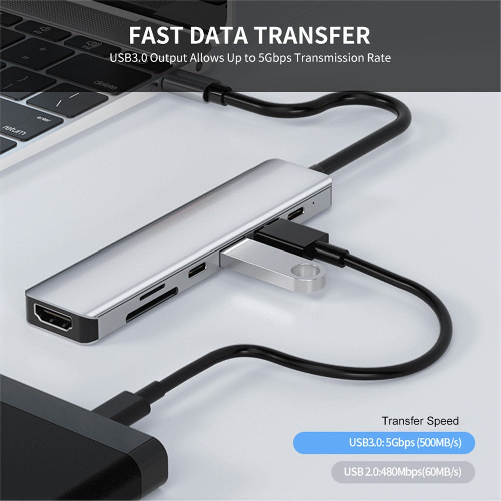 ENKAY HAT PRINCE Type-C Extension Hub Station to 4K HD Video Output+87W PD Port+2xMemory Card Reader Slots+USB 2.0+USB 3.0+USB-C Port for Laptop Computer
