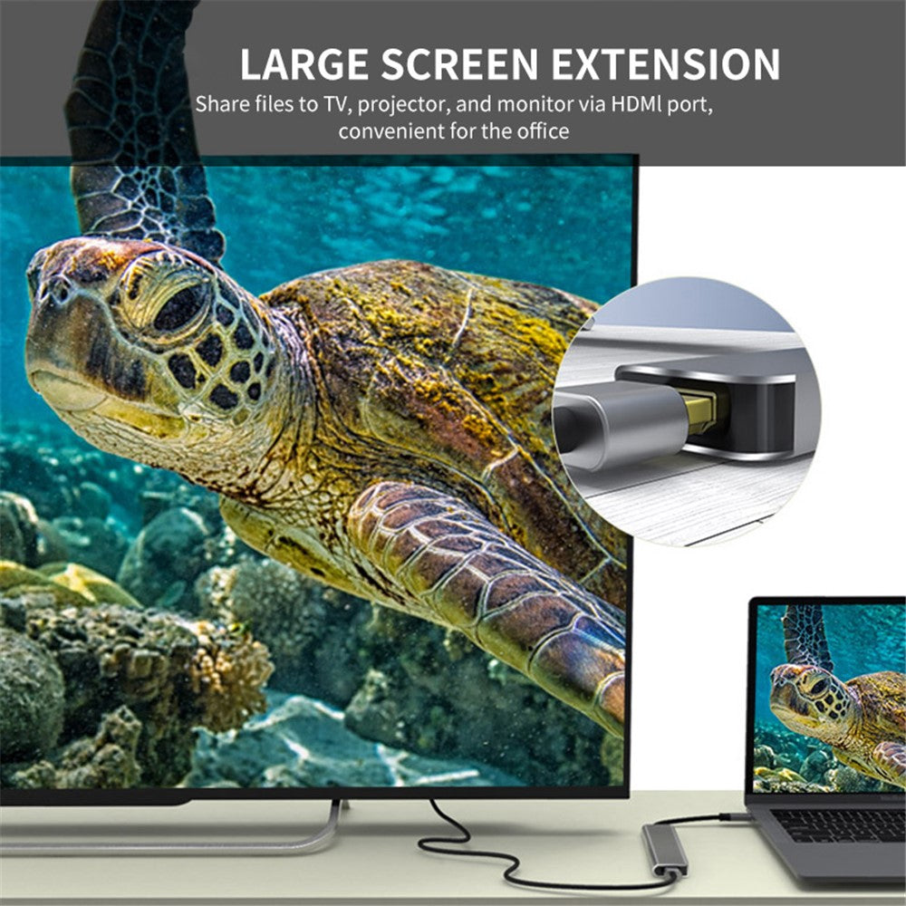 ENKAY HAT PRINCE 5-in-1 Type-C Hub to 4K HD Video Output+3xUSB3.0+PD Fast Charging USB-C Dock Station for Laptop PC